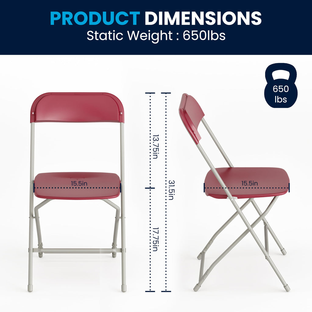 4 Pack Hercules Series Plastic Folding Chair - Red - 650LB Weight Capacity Comfortable Event Chair-Lightweight Folding Chair