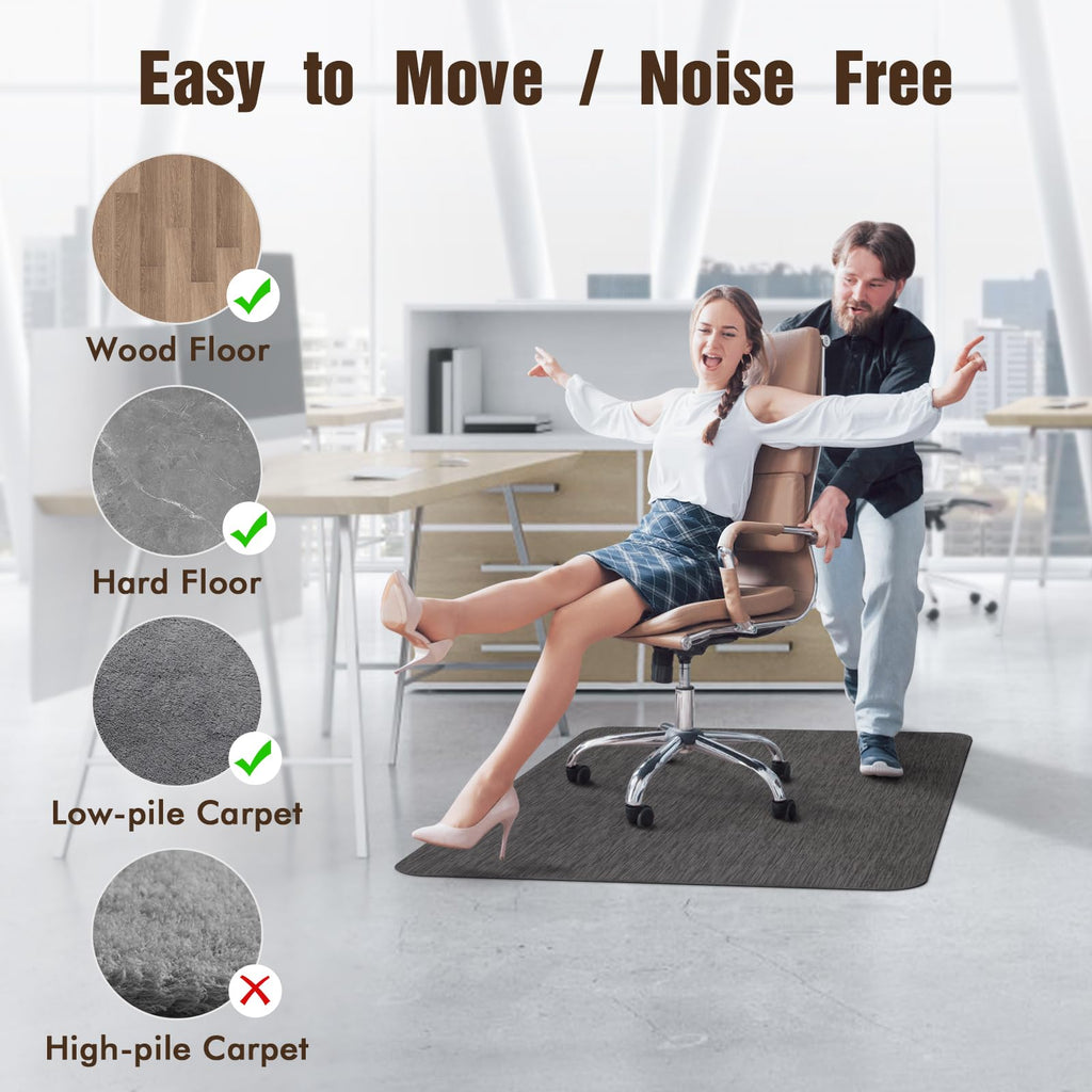 Office Chair Mat for Hardwood Floor and Low Pile Carpet, 36"x 48" Desk Chair Mat for Hard Wood, Anti-Slip Hard Floor Protector Rolling Chair Mats, PVC Mat Desk Rug for Home, Black