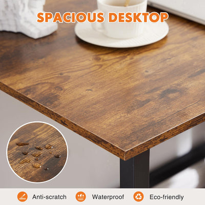 Computer Small Office Desk 32 Inch Student Study Writing Work with Metal Frame Wood Tabletop Modern Simple PC Home Bedroom Table, Rustic Brown