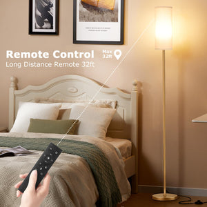 64'' Floor Lamps for Living Room with Remote Control and Stepless Dimmable Colors Temperature & Brightness, 9W Bulb Included(Beige Lampshade & Gold Pole)