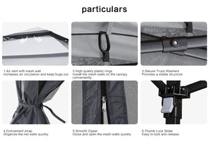 11x11 Pop Up Gazebo Tent Outdoor Canopy Patio Shelter with Mosquito Netting(Dark Grey)