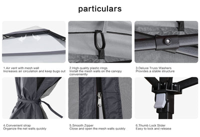 11x11 Pop Up Gazebo Tent Outdoor Canopy Patio Shelter with Mosquito Netting(Dark Grey)