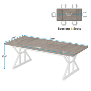70.8-Inch Executive Desk, Large Computer Office Desk Workstation, Modern Simple Style Laptop Desk Study Writing Table Business Furniture for Home Office (Grey/White, 70.8 Inch)