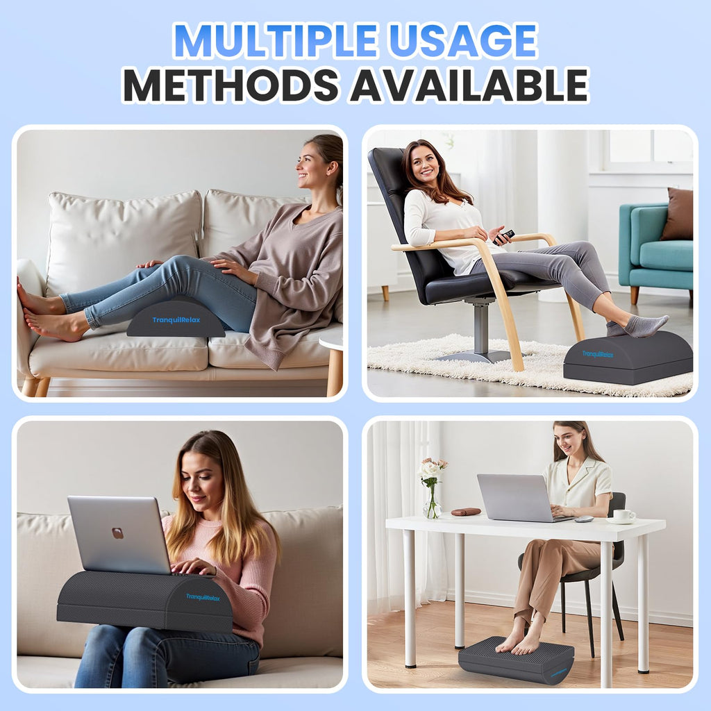 Foot Rest for Under Desk at Work, Gaming Accessories Foot Stool with 3 Adjustable Heights & Washable Cover, Comfortable Office Desk Accessories, Footrest for Office, Home and Car (Gray)