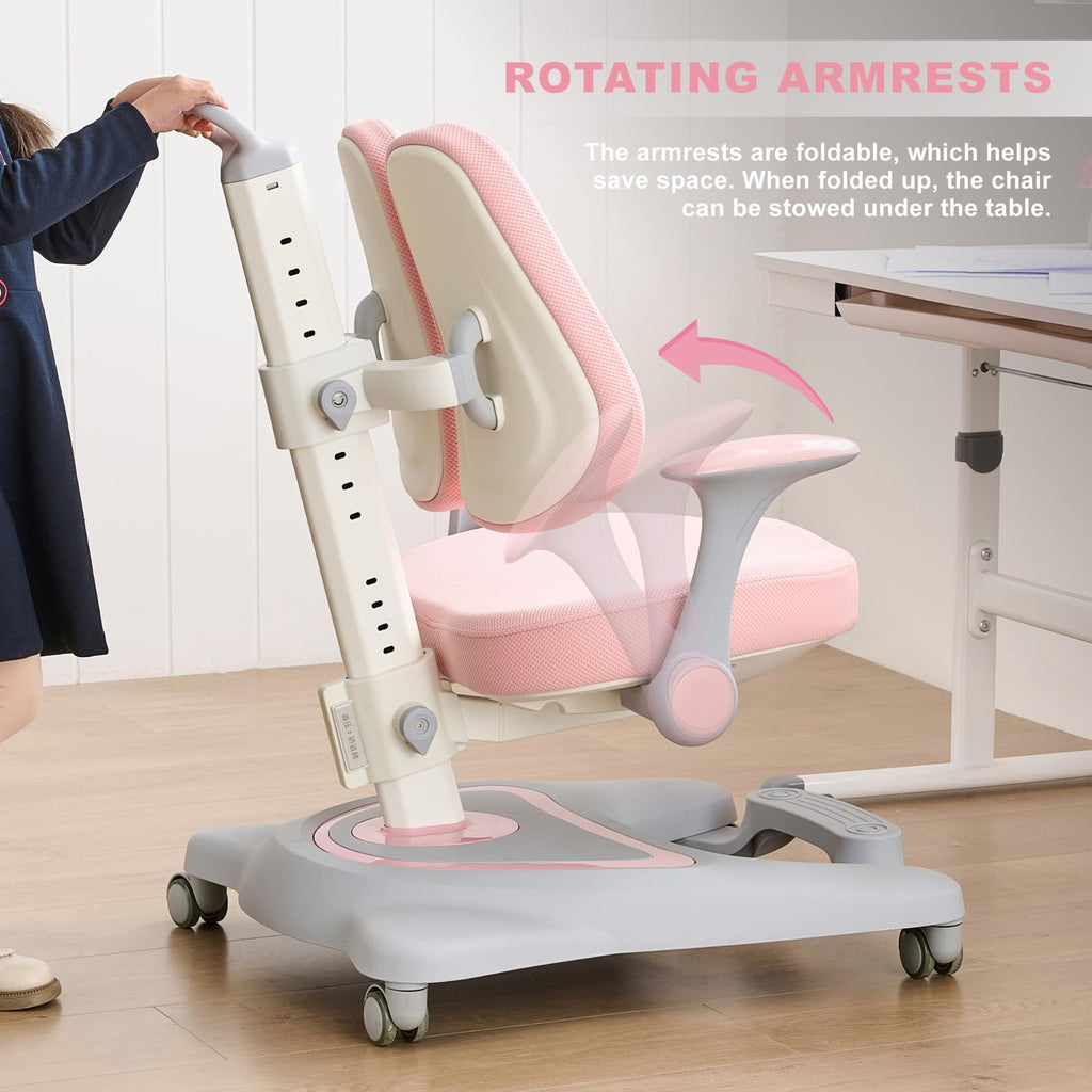 Kids Desk Chair,Ergonomic Chair: Height-Adjustable, Double Back Support – Multifunctional for Study/Work/Dining | Ideal for Kids, Petite Adults – Ultra-Comfy (Bedrooms, Schools, Offices)(Pink)