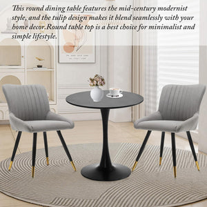 Black Round Dining Table, 27.6