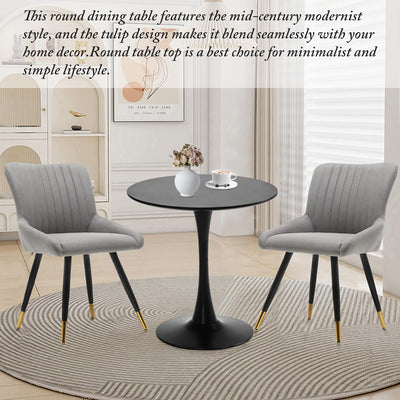 Black Round Dining Table, 27.6