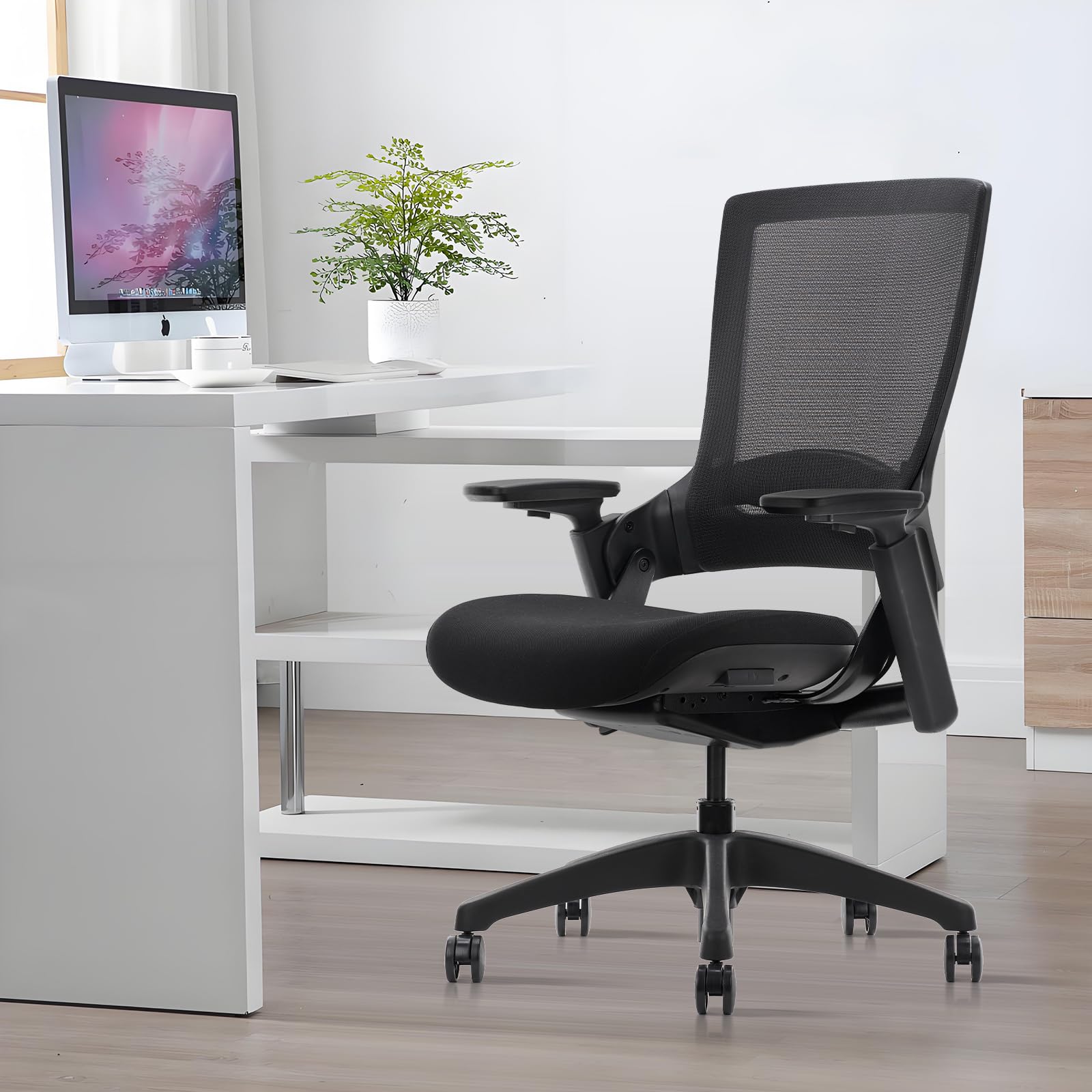 Swivel Executive Chair, Adjustable Ergonomic Computer Chair with 3D Armrest and Lumbar Support, Mesh Backrest Task Chair for Home Office Conference Room