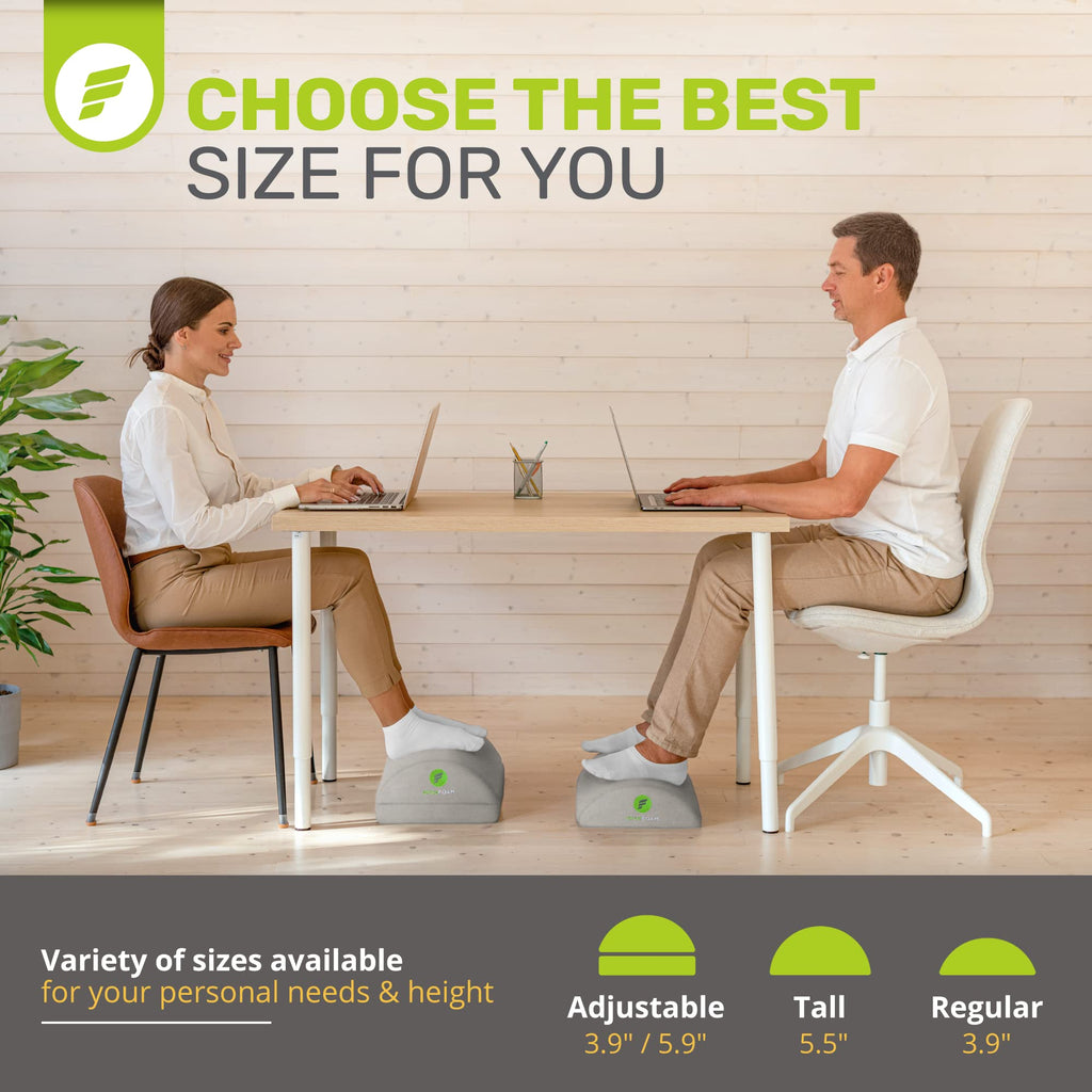 Foot Rest for Under Desk at Work - Chiropractor Endorsed 2in1 Adjustable Premium Under Desk Footrest - Ergonomic Desk Foot Rest with High-Density Compression-Resistant Velvet Soft Foam (Grey)