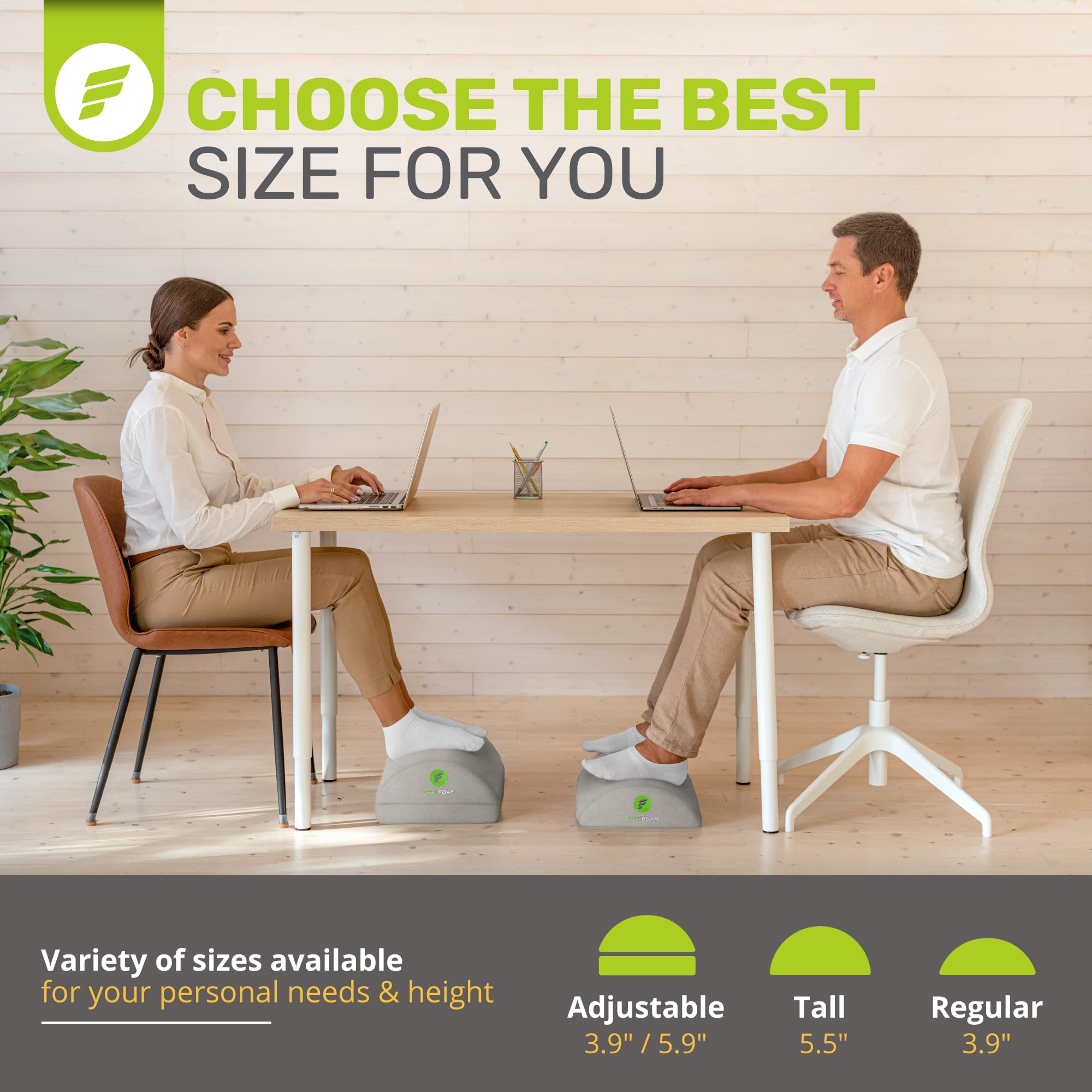 Foot Rest for Under Desk at Work - Chiropractor Endorsed 2in1 Adjustable Premium Under Desk Footrest - Ergonomic Desk Foot Rest with High-Density Compression-Resistant Velvet Soft Foam (Grey)