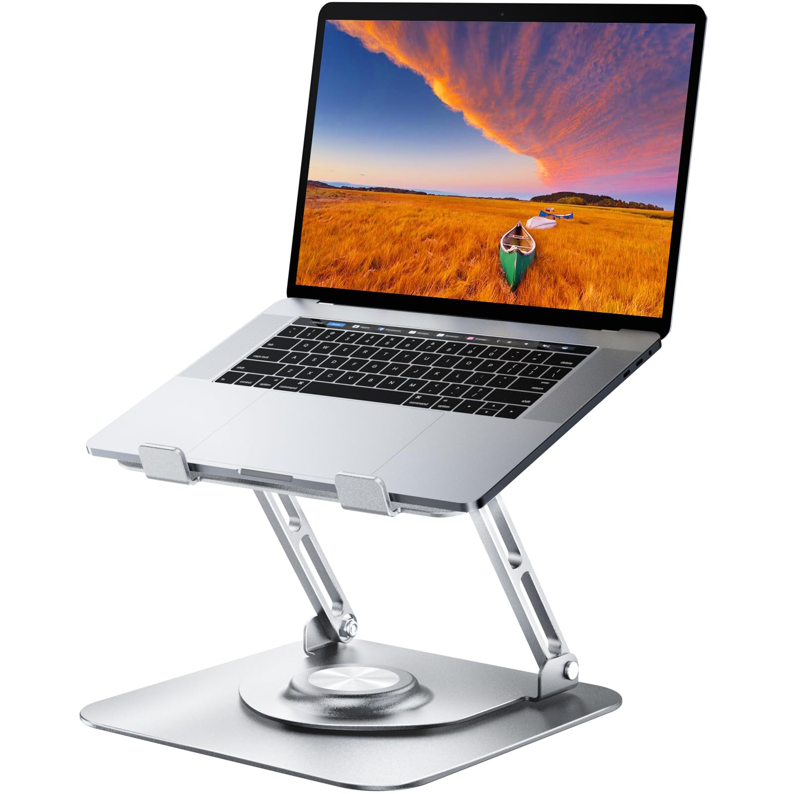 Laptop Stand for Desk, Adjustable Computer Stand with 360° Rotating Base, Ergonomic Laptop Riser for Collaborative Work, Foldable & Portable Laptop Stand, fits for All 10-16