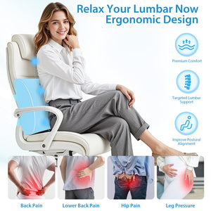 Lumbar Support Pillow for Office Chair, Car & Gaming Chair, Ergonomic Memory Foam Cushion for Back Comfort, Zoned Back Support, Double Adjustable Straps,Breathable Washable Cover,Light Blue