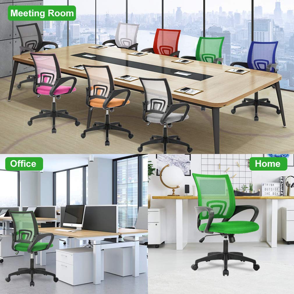 Home Office Chair Ergonomic Desk Chair Mesh Computer Chair with Lumbar Support Armrest Executive Rolling Swivel Adjustable Mid Back Task Chair,Green
