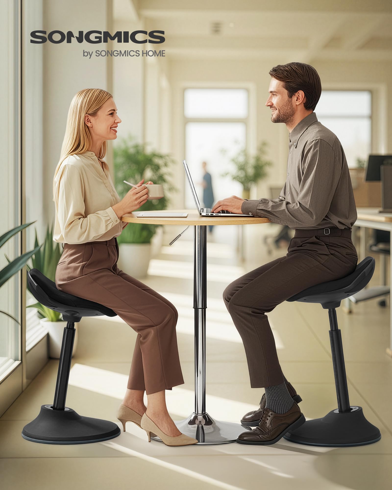 Ergonomic Wobble Stool, Height Adjustable Standing Desk Stool 23.6-33.3 Inches, Swivel Balance Chair with Non-Slip Base, Standing Chair, for Active Sitting, Office, Home, Ink Black UOSC02BK