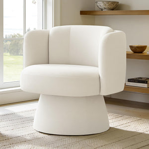 Swivel Barrel Chair,360° Accent Chairs with Round Backrest,Upholstered Lounge Chair for Vanity,Living Room,Bedroom,Reading Nook,Linen