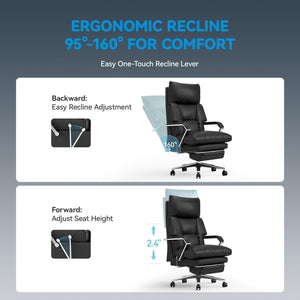 160° Reclining Office Chair with Footrest, 10