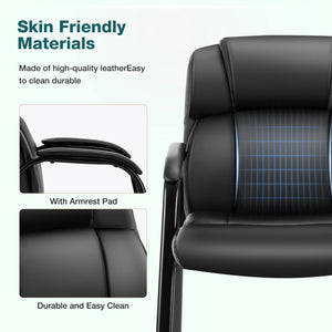 Waiting Room Chairs Set of 4, Leather Office Desk Reception Guest Stationary Side Chair with Padded Arms for Home Conference Lobby Area Meeting Church Medical Clinic Elderly Student