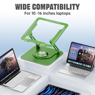 Laptop Stand for Desk, Adjustable Computer Stand with 360° Rotating Base, Ergonomic Laptop Riser for Collaborative Work, Foldable & Portable Laptop Stand, fits for All 10-16