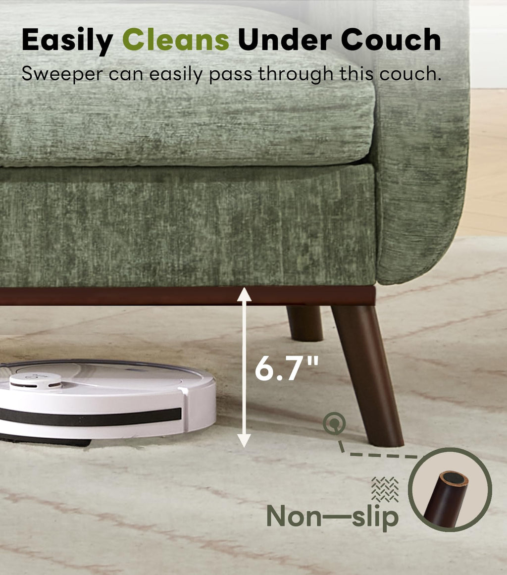 77.2" W Loveseat Sofa, Mid Century Modern Decor Love Seat Couches for Living Room, Button Tufted Upholstered Furniture, Solid & Easy to Install Small Couch for Bedroom Office Apartment, Green