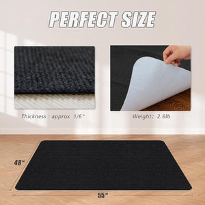 Office Chair Mat for Hardwood Floor,Office Computer Gaming Chair Mat for Tile Floor,Large Floor Protector Rug,Anti-Slip,Easy to Clean,Pure Black(48