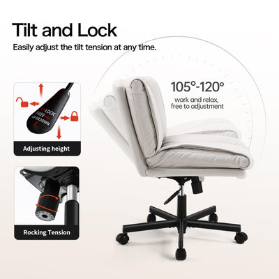 Criss Cross Chair with Wheels Swivel Rolling Armless Vanity Chair Adults Wide Seat Cross-legged Chair Convertible Fixed Wheels or Casters Desk Office Chair for Living Room, Bedroom, Makeup Room