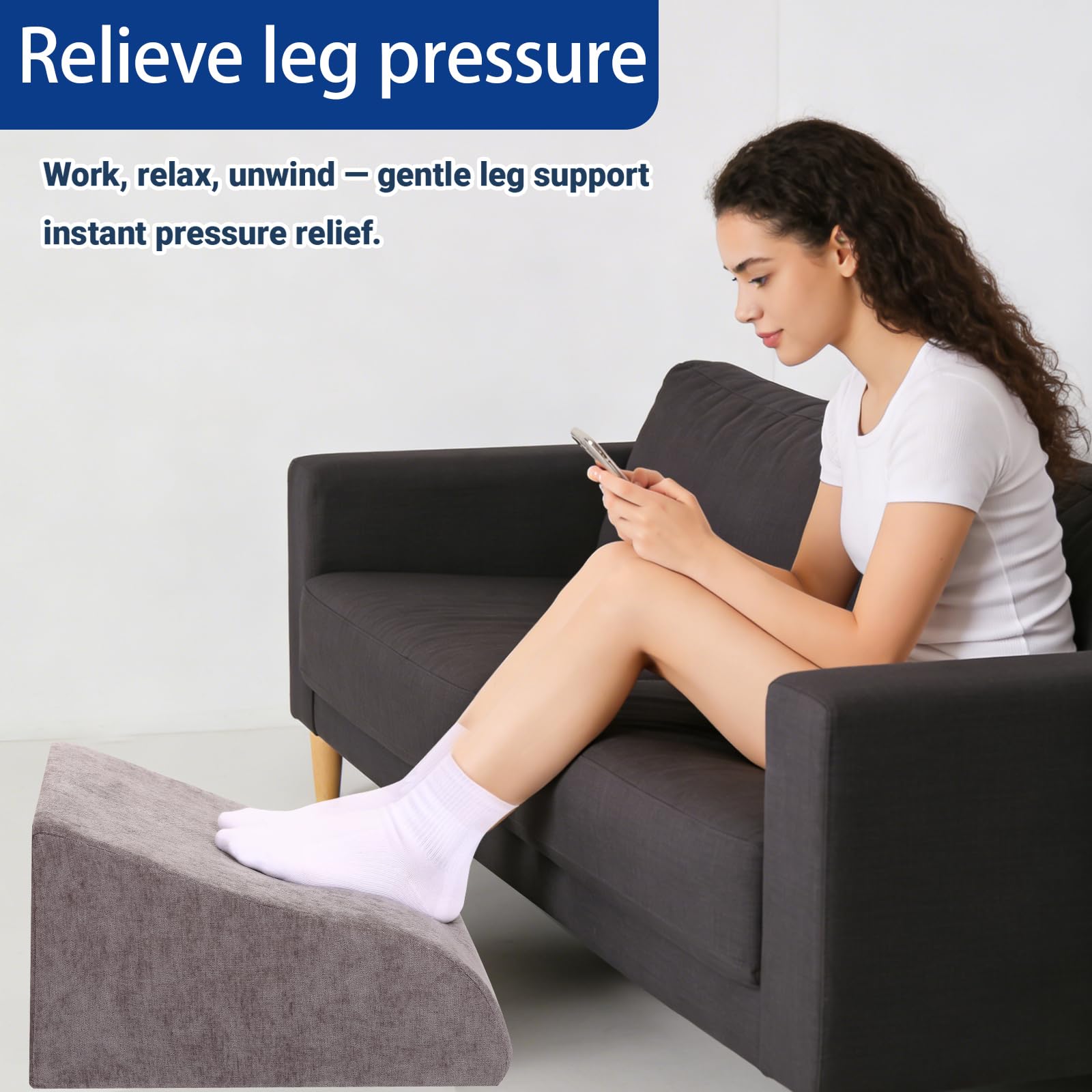 Foot Rest for Under Desk at Work, Ergonomic Under Desk Footrest with Washable Cover for Office, Home & Gaming Leg Elevation Pillow Dark Gray