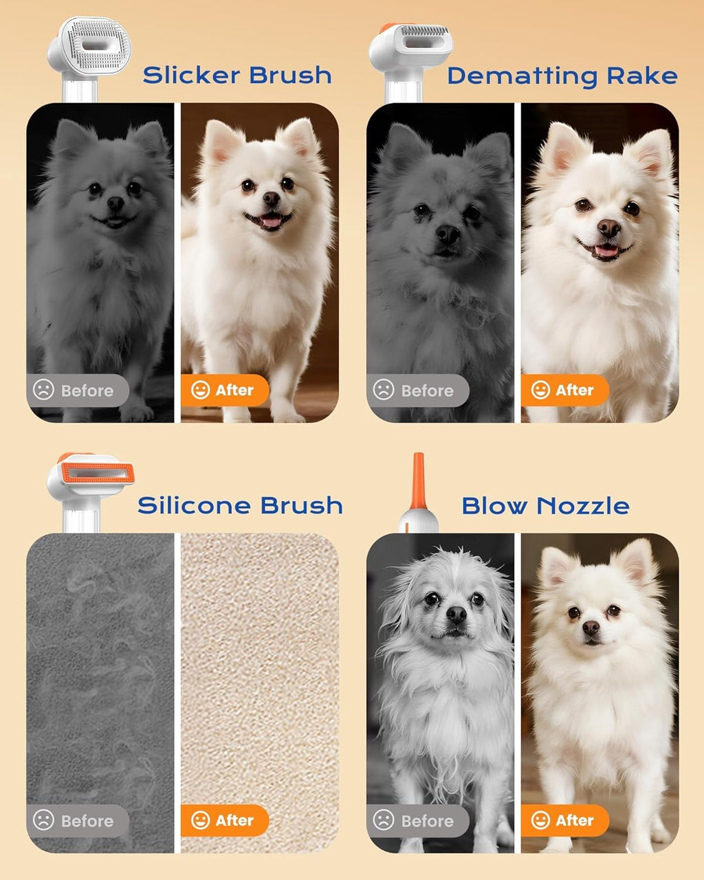 Vacuum Dog Brush for Shedding, 4-in-1 Self Cleaning Slicker Brush for Dogs& Undercoat Rake for Dogs, Deshedding Grooming Tool, Anti-Static, Massage, Cleaning, Shedding & Combing All In One!