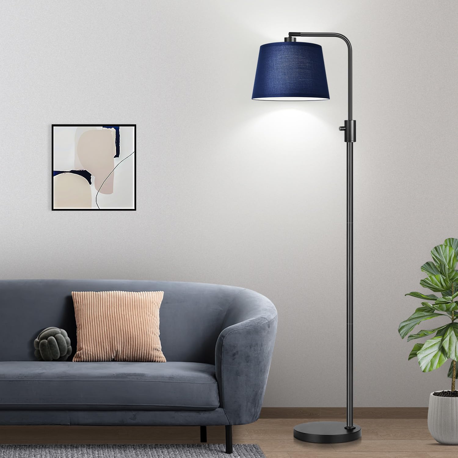 【Upgraded】 Dimmable Floor Lamp, 1000 Lumens LED Edison Bulb Included, Modern Arc Standing Tall Floor Lamp for Living Room Bedroom Office Dining Room - Blue