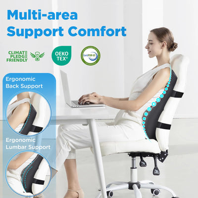 High Back Support Pillow for Office Chair, Fully Support Back Cushion - Memory Foam Lumbar Support Pillow for Office Chair, Desk, Gaming Chair, Promotes Posture Pain Relief Adjustable Straps