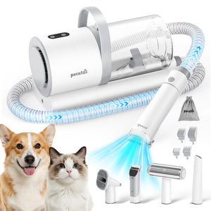 Dog Grooming Vacuum, 4-in-1 Pet Grooming Kit with Clipper, Brush, 12000Pa Dog Vacuum for Shedding with 1.5L Dust Cup, Storage Pocket, Low Noise Pet Vacuum for Dog & Cat, Home Grooming