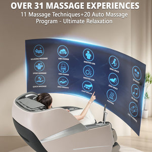 4D Massage Chair Full Body Zero Gravity Recliner - 55“ SL-Track,20 Auto Modes,11 Massage Technique,40 Airbags Massage,with Yoga Stretch,APP Control,Negative Oxygen lons（Grey）