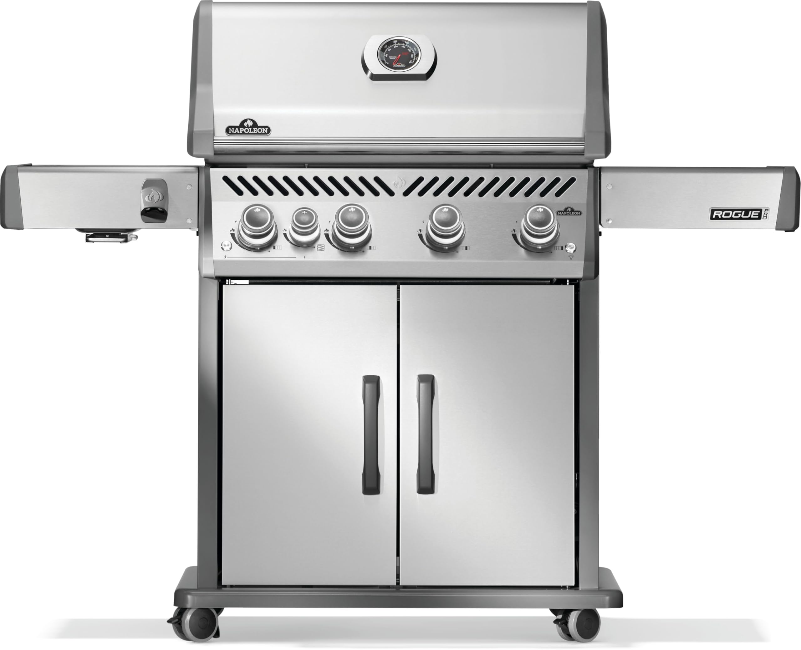Rogue PRO 525 Propane Gas Grill with Infrared Side Burner, Stainless Steel, Durable 5-Burner Outdoor BBQ