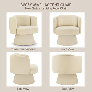 Swivel Barrel Chair Set of 2,360° Accent Chairs with Round Backrest,Upholstered Lounge Chair for Vanity,Living Room,Bedroom,Reading Nook,Sand