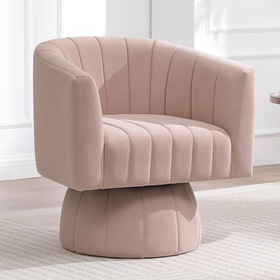 Swivel Accent Barrel Chair Set of 2, Cute Comfy Small Round 360° Arm Chair, Velvet Sofa Club Reading Chair for Living Room Bedroom Office Pink