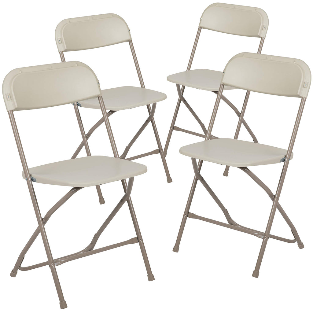 4 Pack Hercules Series Plastic Folding Chair - Beige - 650LB Weight Capacity Comfortable Event Chair-Lightweight Folding Chair