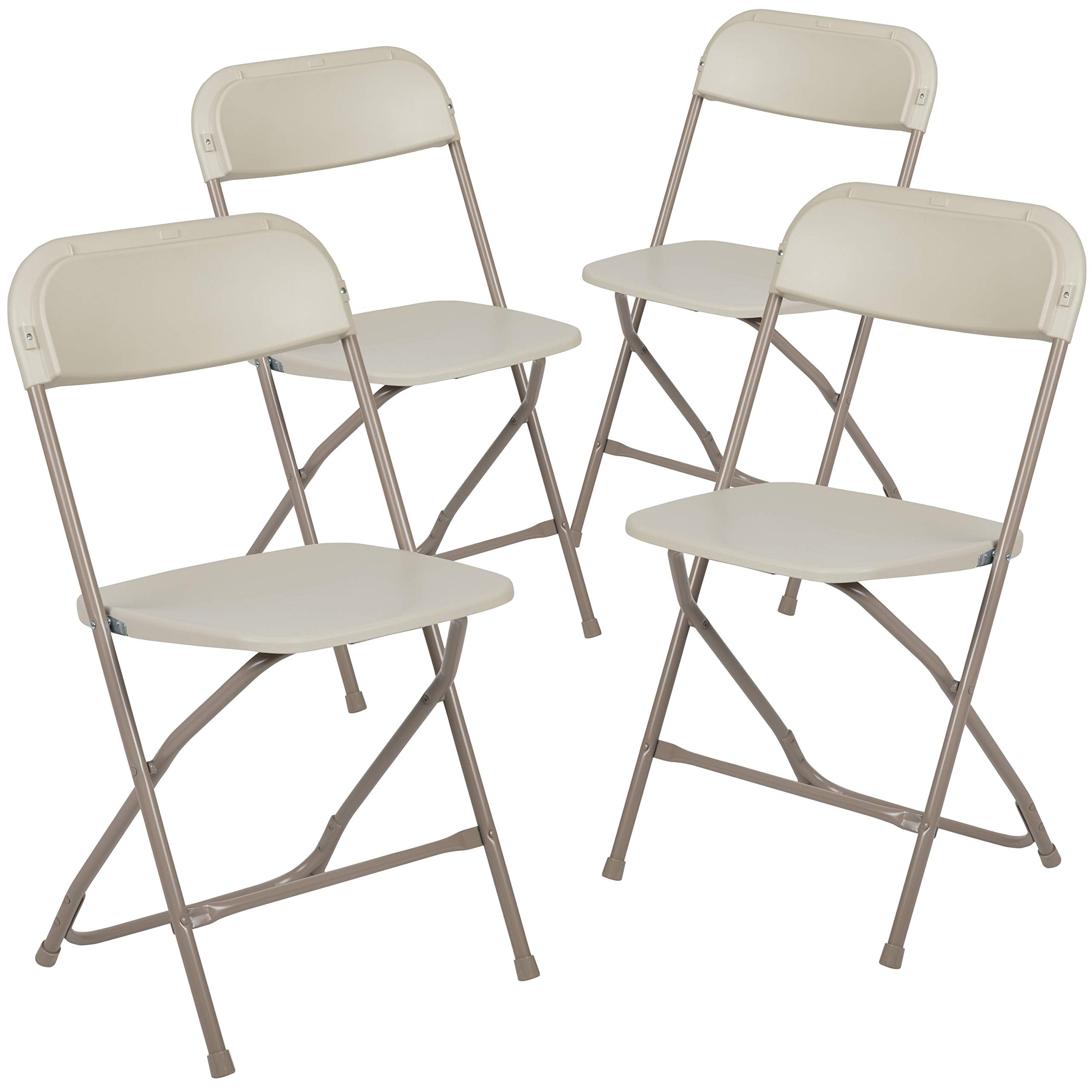 4 Pack Hercules Series Plastic Folding Chair - Beige - 650LB Weight Capacity Comfortable Event Chair-Lightweight Folding Chair