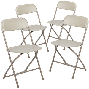 4 Pack Hercules Series Plastic Folding Chair - Beige - 650LB Weight Capacity Comfortable Event Chair-Lightweight Folding Chair
