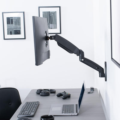 Single Monitor Counterbalance Wall Mount for 32 inch Screens up to 19.8 lbs, Full Motion, Max VESA 100x100, Black, MOUNT-V001G