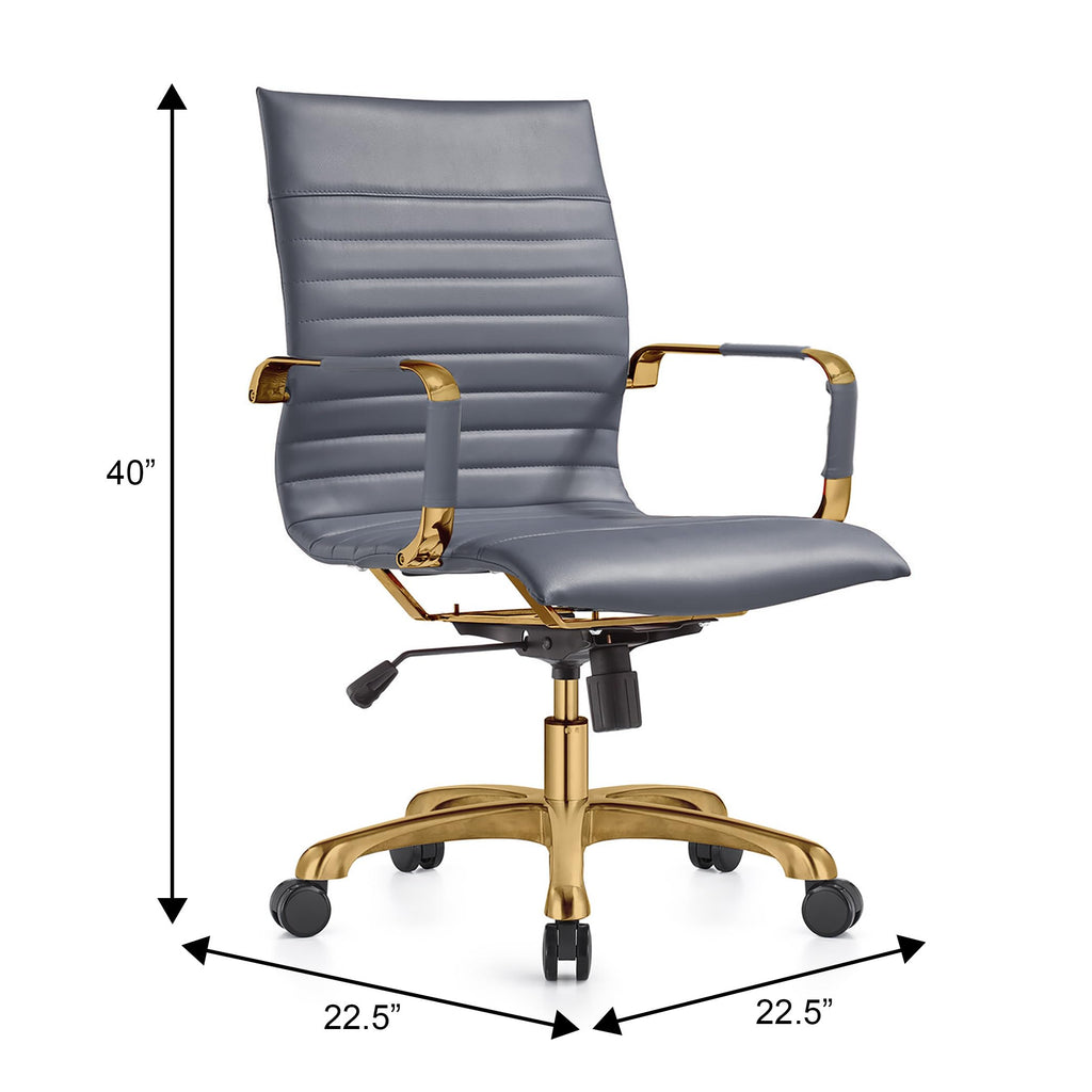 Qty 6 Modern Ergonomic Executive Office Chair, High-Back Leather Conference Desk Chair with Adjustable Height, Tilt Control, 360° Swivel & Gold Frame for Home Office