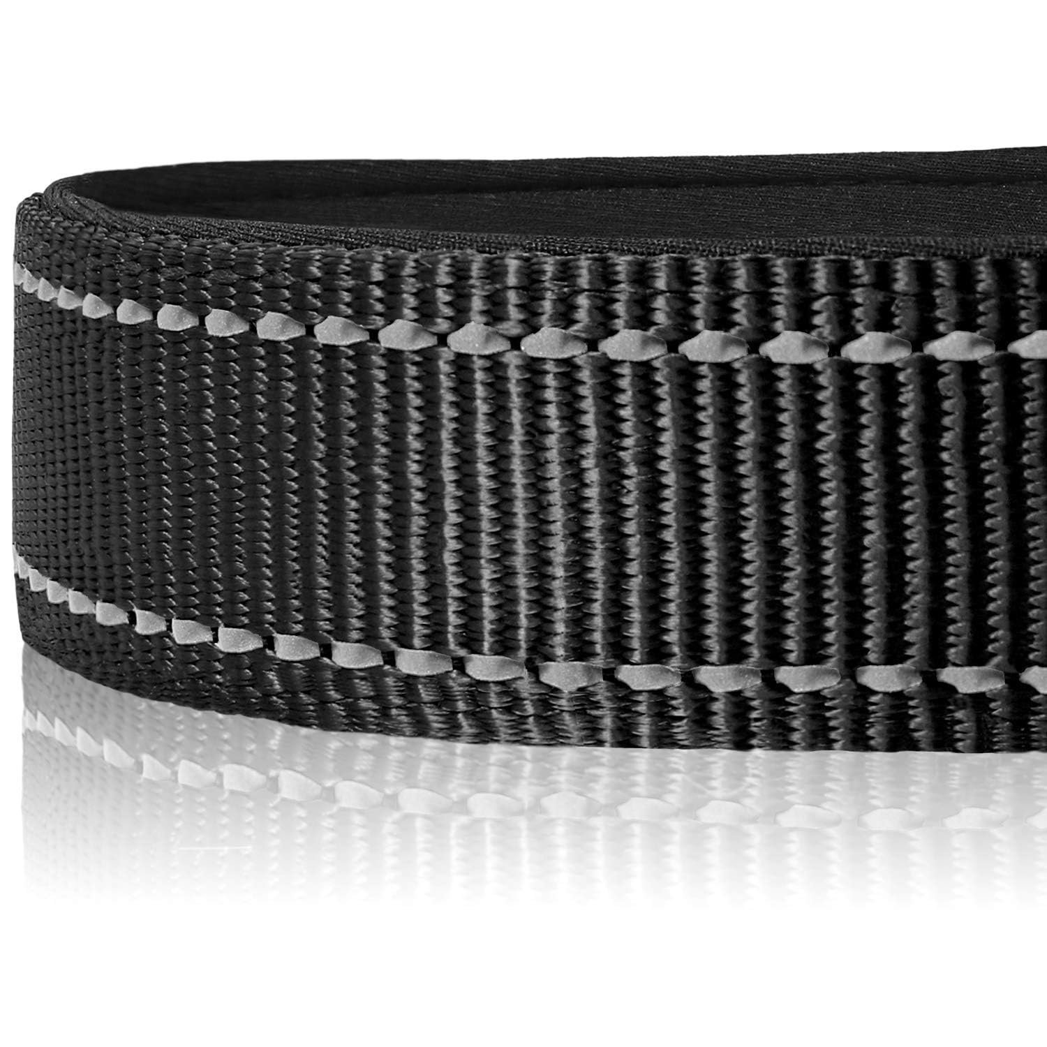 Reflective Dog Collar, Soft Neoprene Padded, Metal D-Ring, Nylon Pet Collar Adjustable for Small Dogs, Black, S