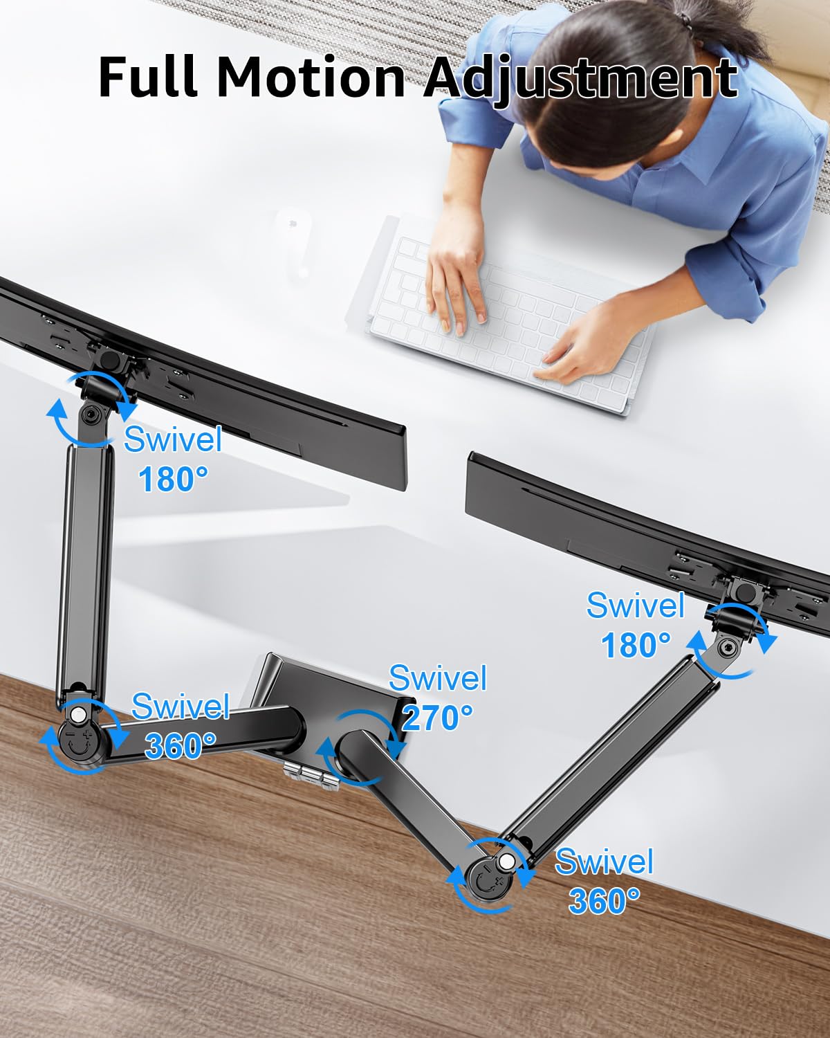 Dual Monitor Stand fits up to 32 inch, 4.4-22 lbs Computer Screens, Dual Monitor Desk Mount Height Adjustable, Monitor Arms for 2 Monitors, Home Office VESA Mounts, Freelift Black