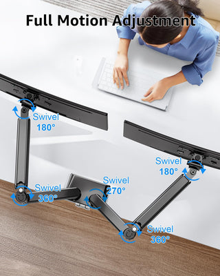 Dual Monitor Stand fits up to 32 inch, 4.4-22 lbs Computer Screens, Dual Monitor Desk Mount Height Adjustable, Monitor Arms for 2 Monitors, Home Office VESA Mounts, Freelift Black