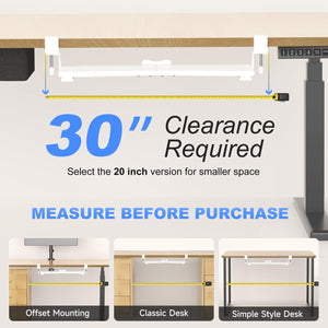 Keyboard Tray Under Desk Pull Out with C Clamp Mount, Computer Keyboard & Mouse Tray, 25.6 (30 Including Clamps) x 11.8 inch Slide-Out Platform Computer Drawer for Typing, White, DSF1W