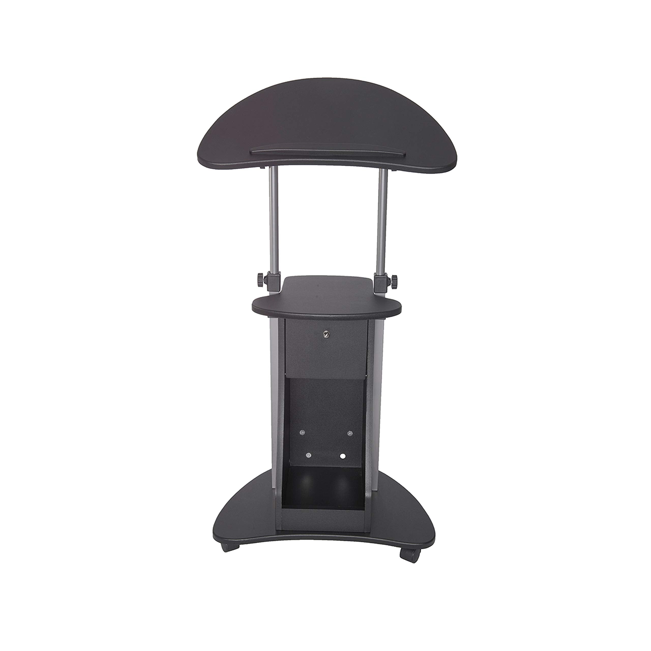 Sit-to-Stand Mobile Medical Laptop Computer Cart, Black, Adjustable Height, B005