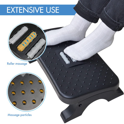 Under Desk Footrest, Ergonomic Foot Stool with Massage Rollers Max-Load 120Lbs Desk Leg Rest Pain Relief for Home Office Work