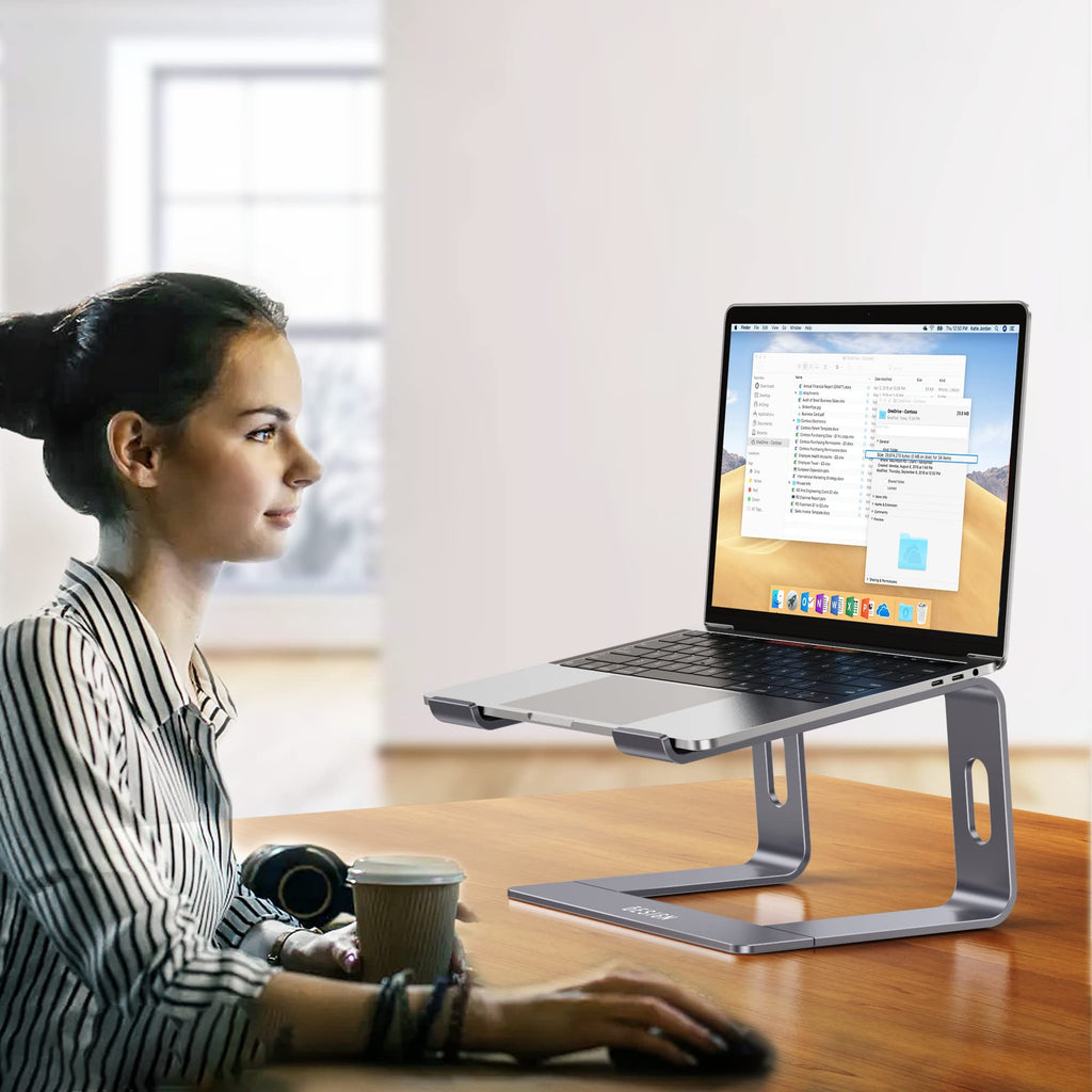 Aluminum Laptop Stand, Ergonomic Detachable Computer Stand, Notebook Holder, Laptop Mount Compatible with Air, Pro, Dell, HP, Lenovo More 10-15.6" Laptops, Space Gray
