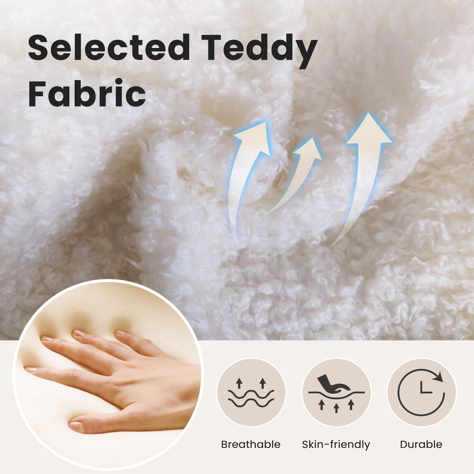 Criss Cross Chair Cross Legged Office Chair with Wheels Armless Wide Seat Desk Chairs Height Adjustable Computer Task Chairs Swivel Vanity Chair for Home Office Bedroom Make Up Teddy Fabric White
