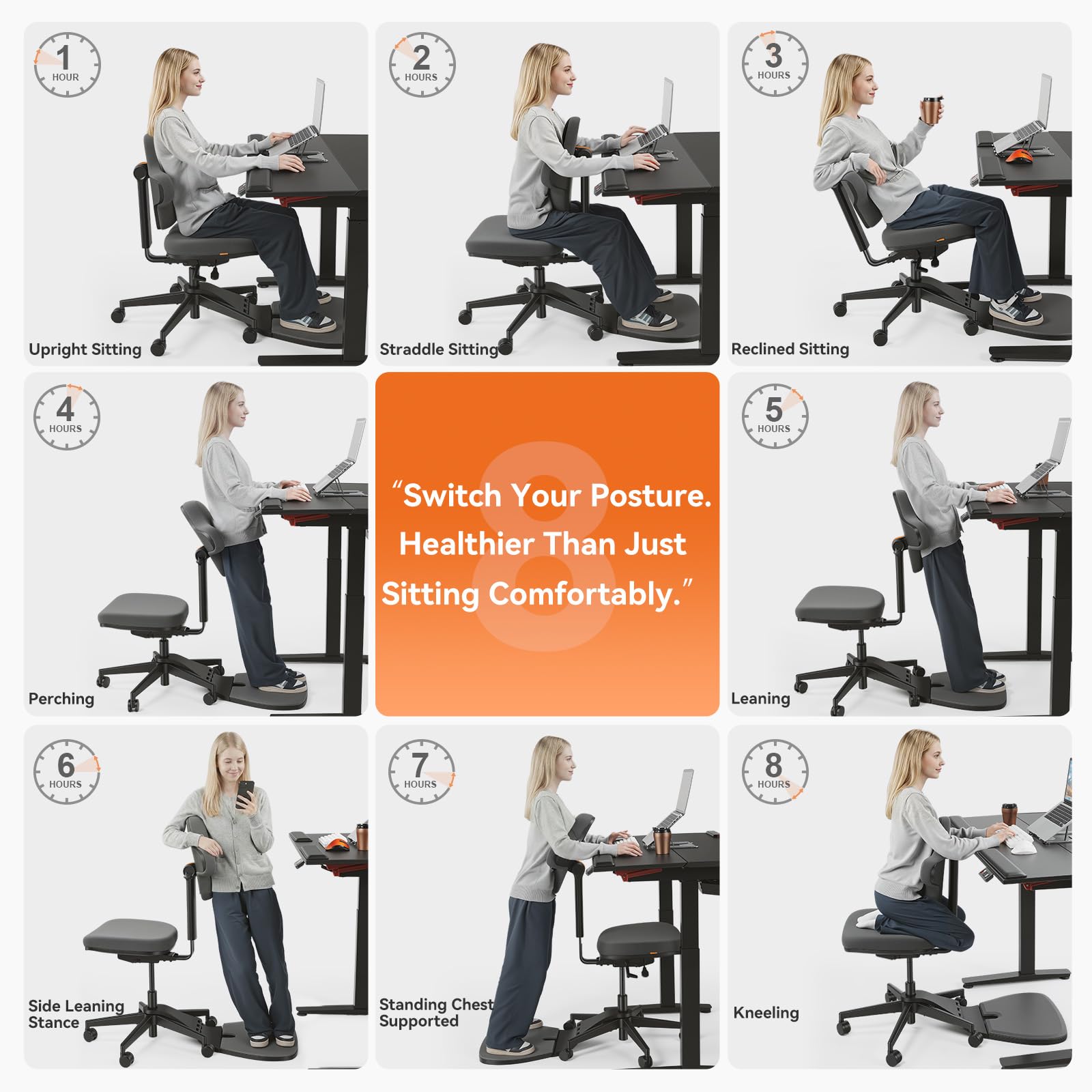 Standing Desk Chair, Standing Mate Chair for Sit-Stand, Ergonomic Leaning Perch Chair with Anti-Fatigue Mat, Standing Stool, Saddle Chair, Height Adjustable Home Office Posture Seat-MT-M-DG