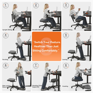 Standing Desk Chair, Standing Mate Chair for Sit-Stand, Ergonomic Leaning Perch Chair with Anti-Fatigue Mat, Standing Stool, Saddle Chair, Height Adjustable Home Office Posture Seat-MT-M-DG