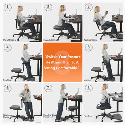 Standing Desk Chair, Standing Mate Chair for Sit-Stand, Ergonomic Leaning Perch Chair with Anti-Fatigue Mat, Standing Stool, Saddle Chair, Height Adjustable Home Office Posture Seat-MT-M-DG